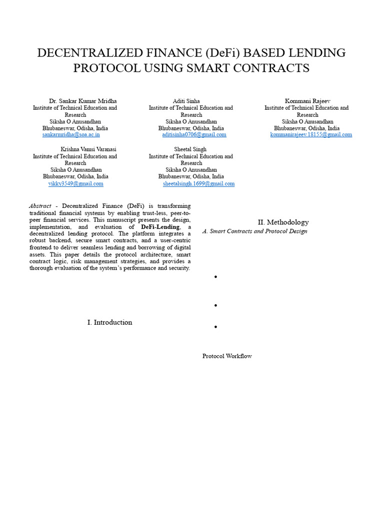 DeFi Lending Protocol with Smart Contracts | PDF