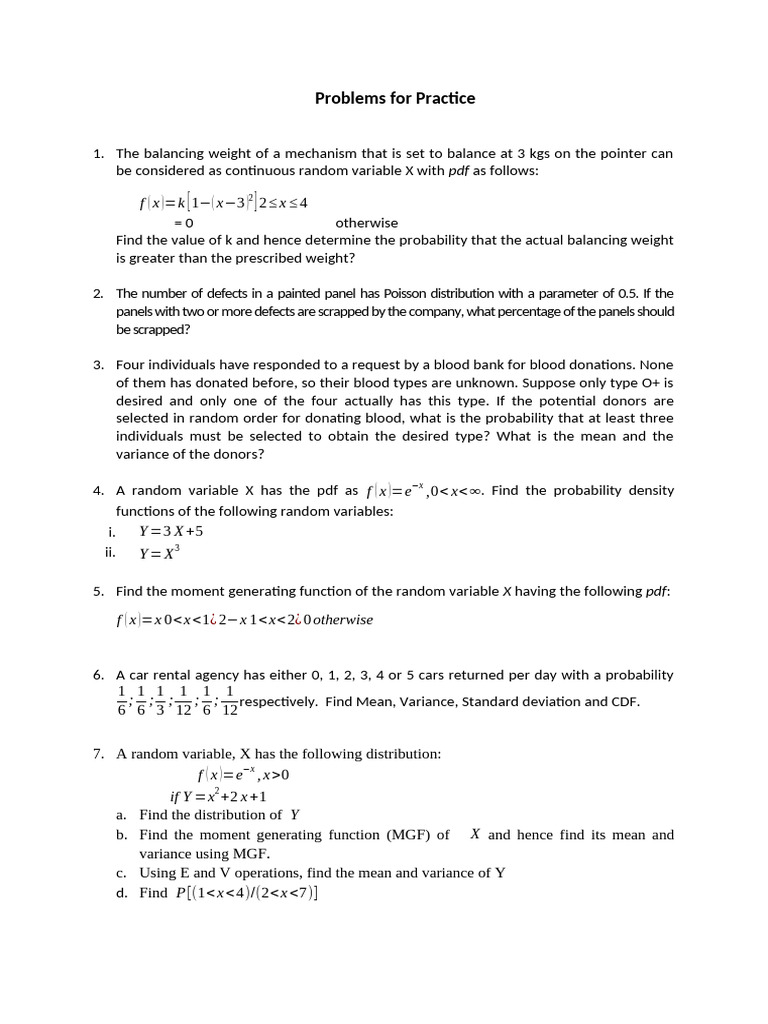 Problems For Practice 1 | PDF
