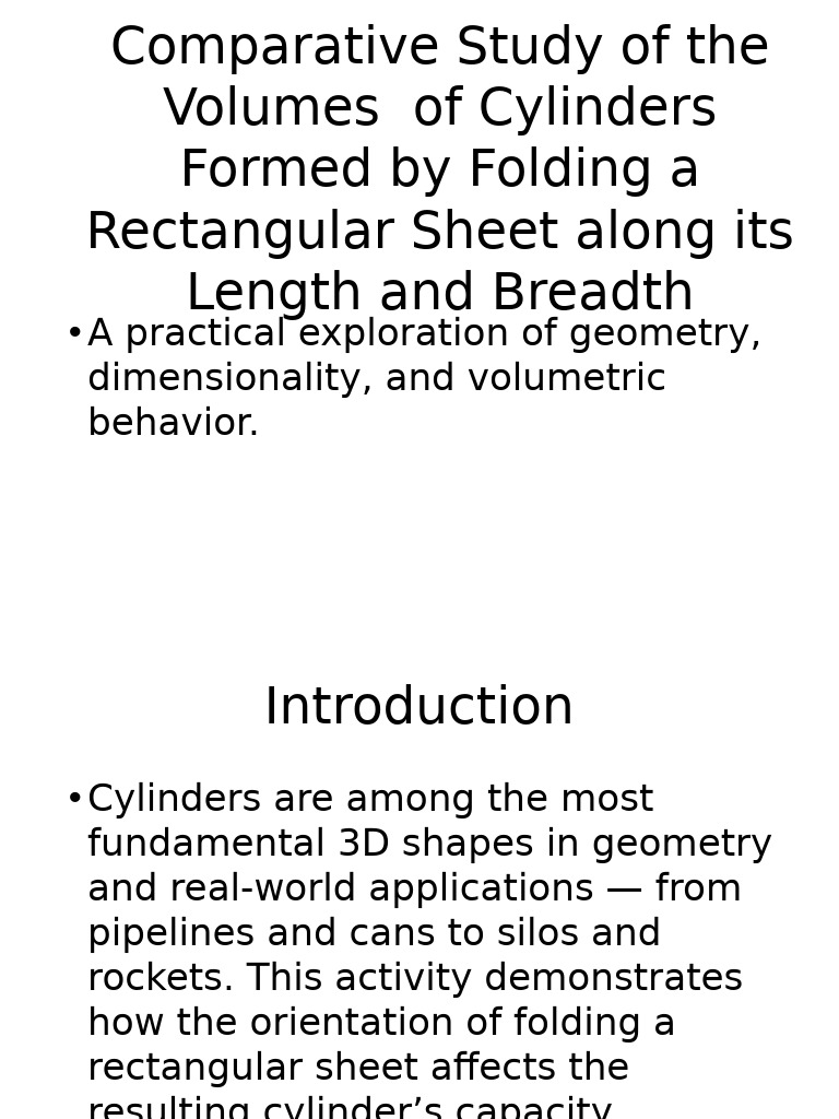 Cylinder Volume Comparison Study | PDF | Length | Volume