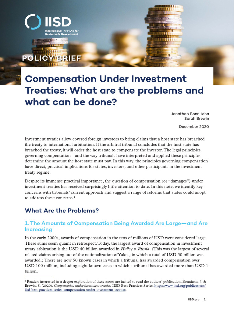 Investment Treaty Compensation Issues | PDF | Treaty | Investing