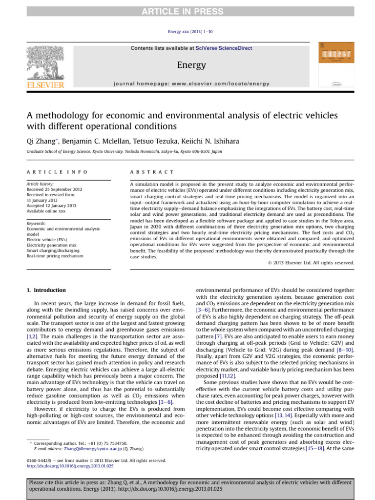 Economic and Environmental Analysis of EVs | PDF | Electric Vehicle ...
