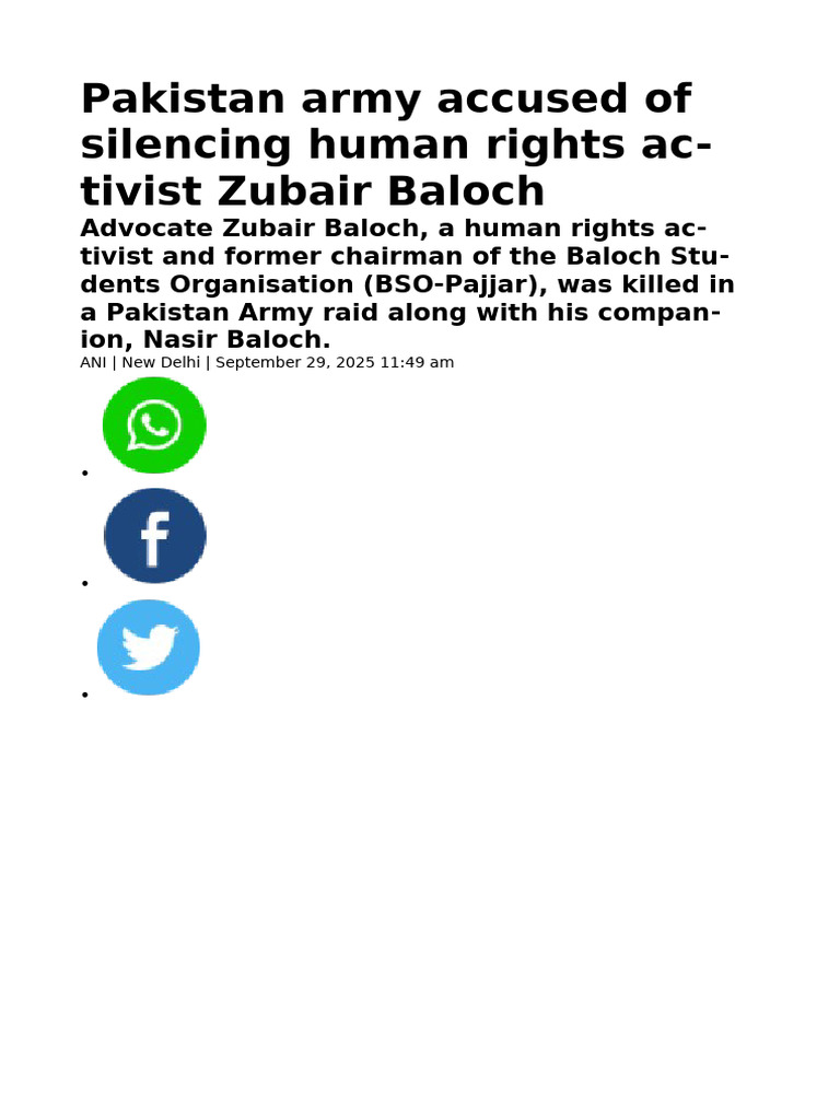 Zubair Baloch's Assassination Sparks Outrage | PDF | Pakistan | Human ...
