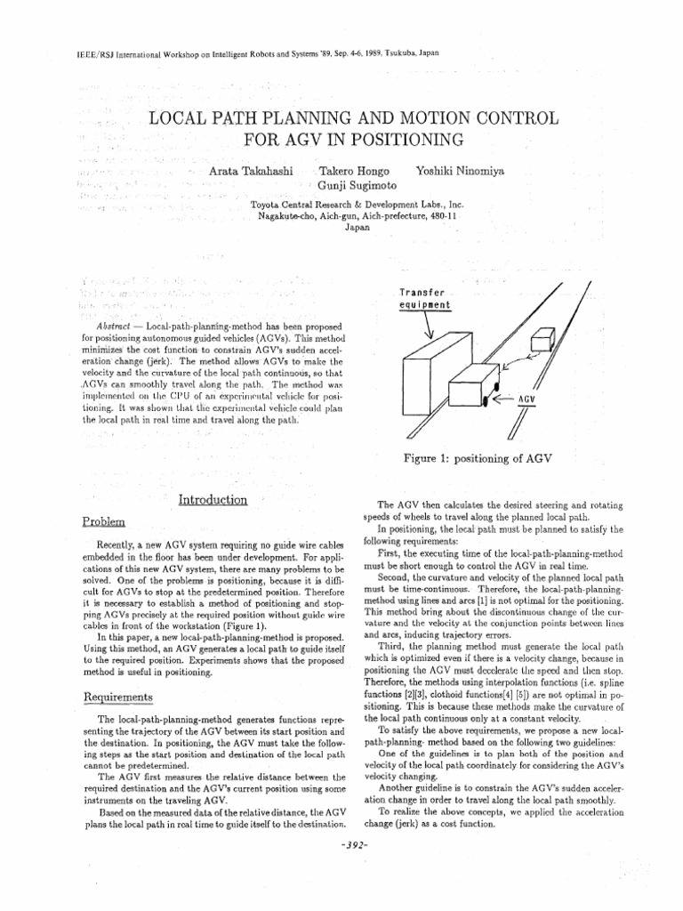 Local Path Planning and Motion Control For Agv in Positioning | PDF