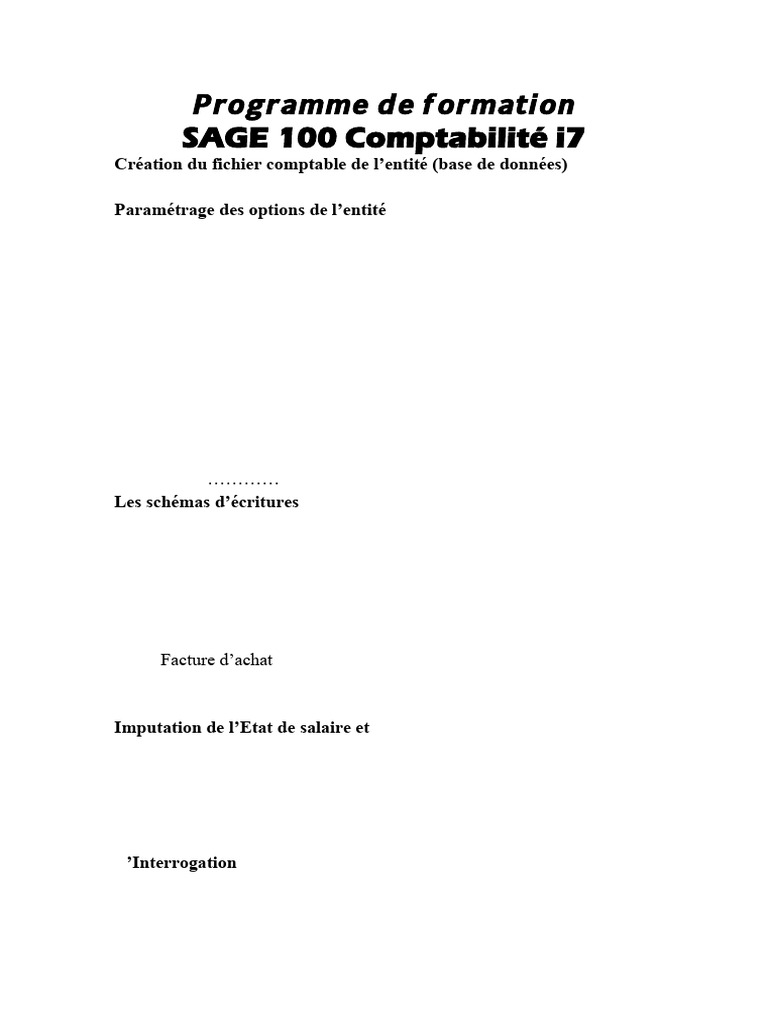 1. Programme de Formation de Sage 100 Comptabilité | PDF