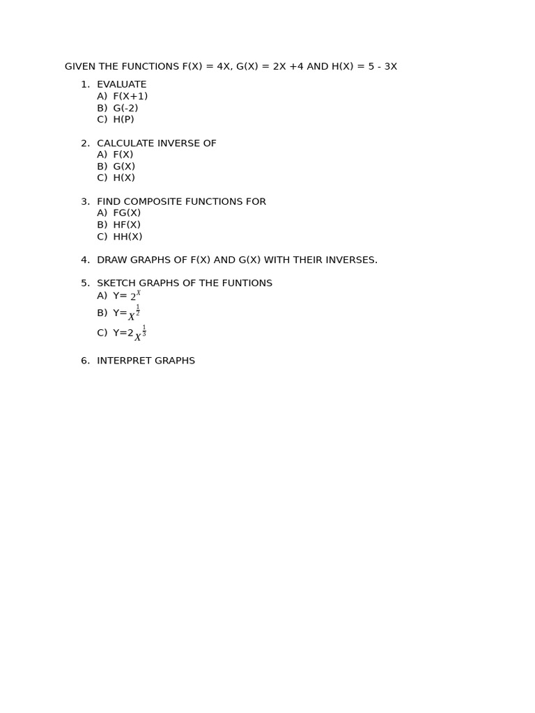 Functions Evaluation and Graphing Guide | PDF