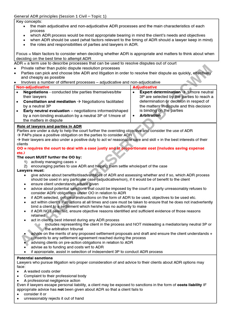 Session 1, 2, 4 - General ADR Principles | PDF | Alternative Dispute ...