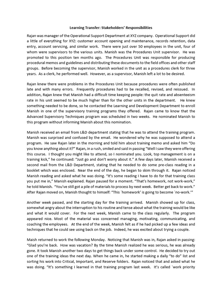 Ensuring Effective Learning Transfer | PDF