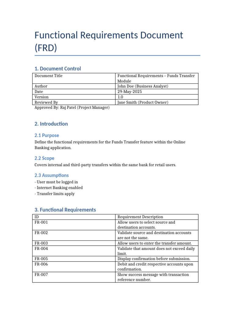 Funds Transfer Functional Requirements | PDF | Information Technology ...