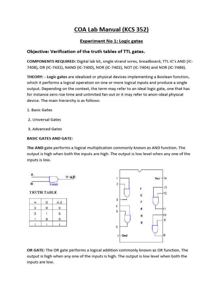 Verification of Logic Gates | PDF