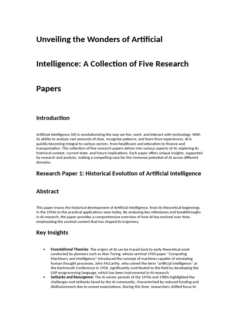 Unveiling The Wonders of Artificial Intelligence PDF Artificial