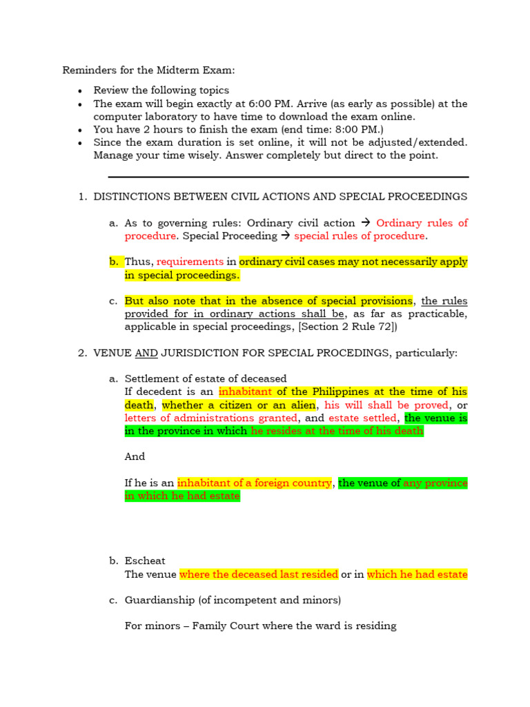 Midterm Exam Guidelines and Topics | PDF | Habeas Corpus | Legal Guardian