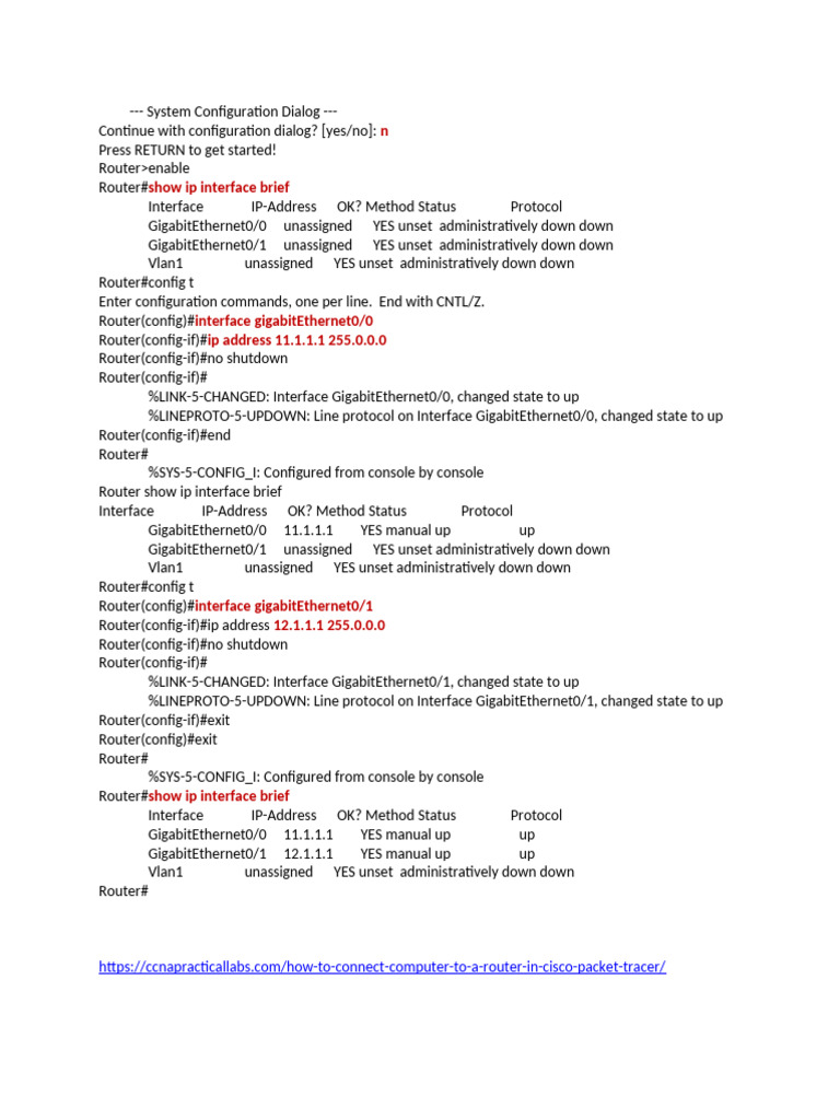 Router IP Configuration Steps | PDF