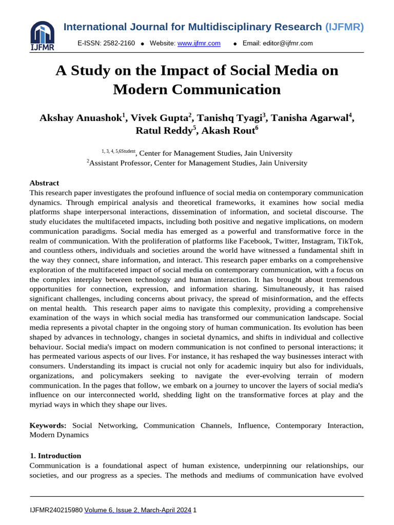 Social Media's Impact on Communication | PDF | Social Media | Popular ...