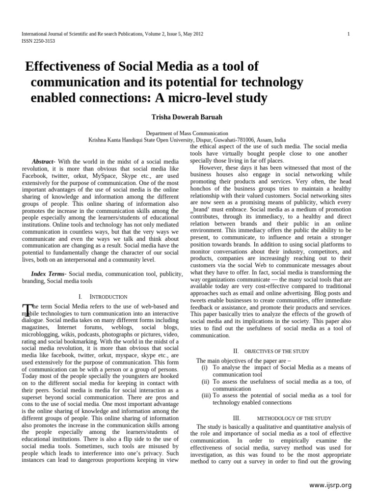 Research Paper About Social Media in Communication Example No. 2 | PDF ...