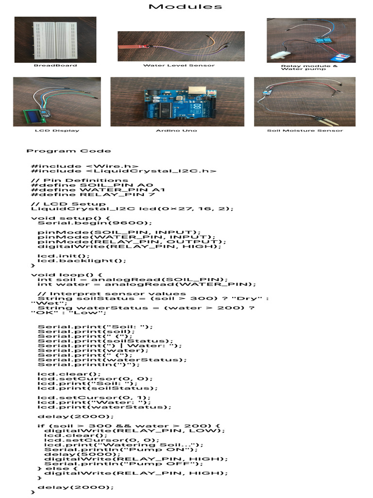 Arduino Soil and Water Monitoring System | PDF