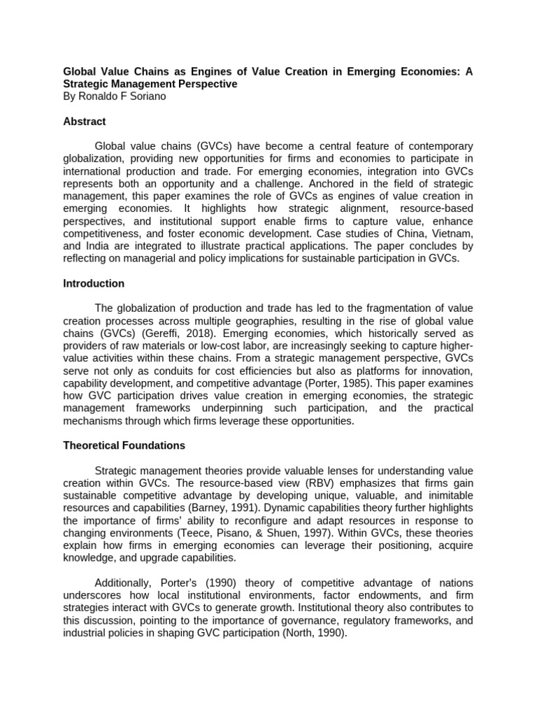 T5 Global Value Chains as Engines of Value Creation in Emerging ...