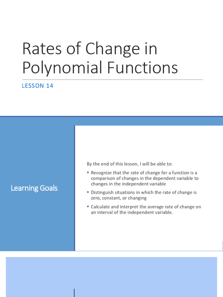 12 - Lesson 14 - Average Rate of Change in Polynomial Functions C | PDF ...