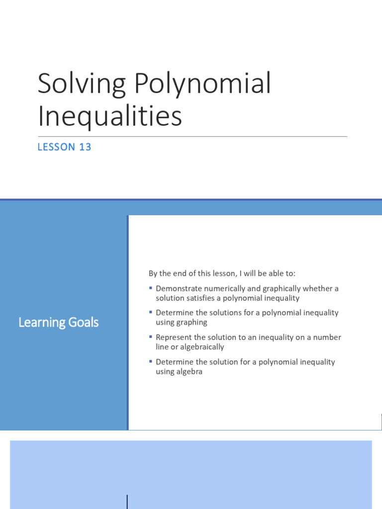 Solving Polynomial Inequalities Guide | PDF | Polynomial | Inequality ...