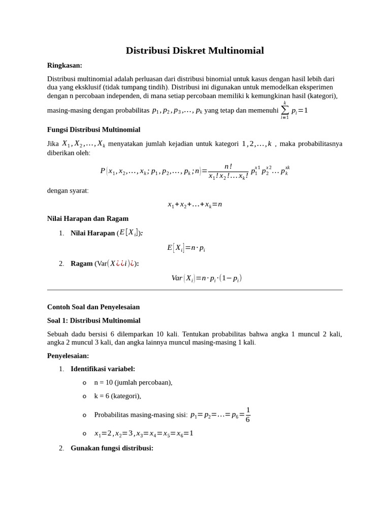Distribusi Diskret Multinomial | PDF