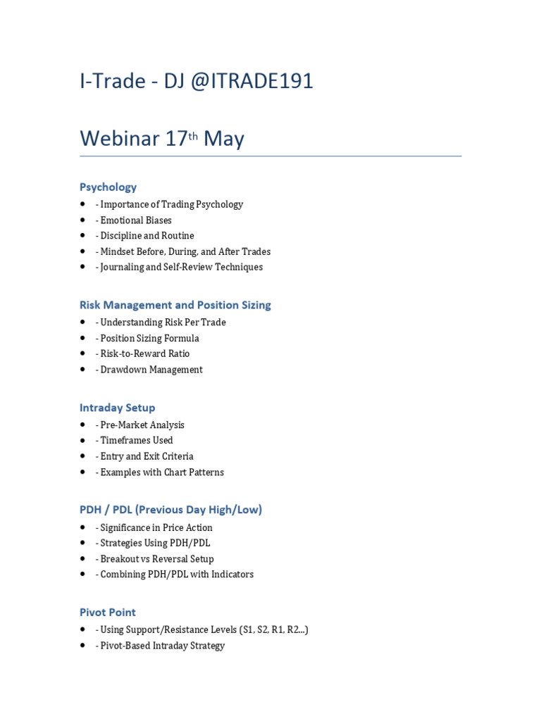 I-Trade Webinar: Trading Strategies Overview | PDF