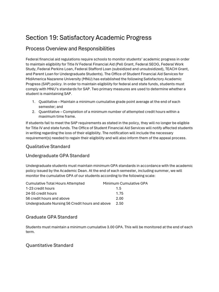 Satisfactory Academic Progress Policy | PDF | Course Credit | Student ...
