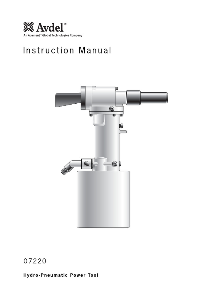 Hydro-Pneumatic Tool Instruction Manual | PDF | Piston | Screw