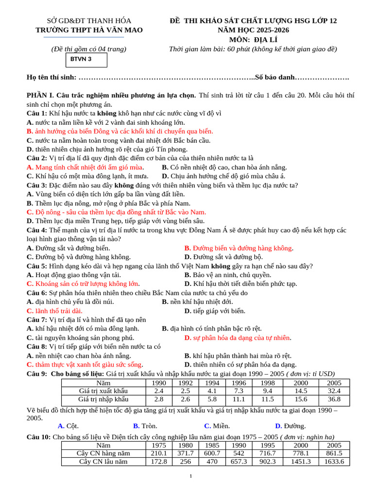 MÃ ĐỀ - 301 | PDF
