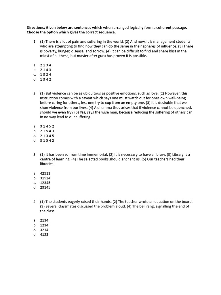 Sentence Rearrangement | PDF