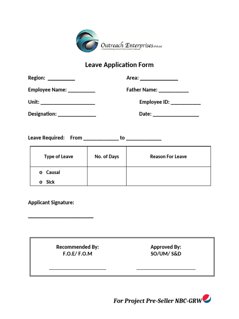 Leave Application Form Template | PDF