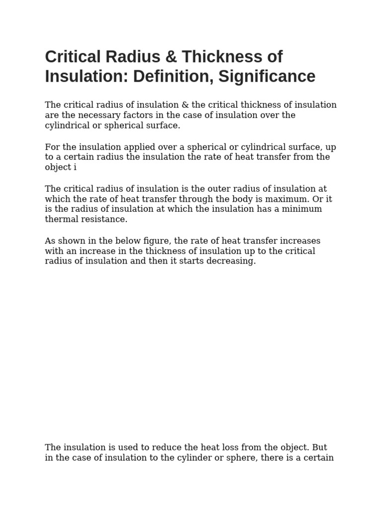 Critical Radius of Insulation Presentation | PDF | Thermal Insulation ...