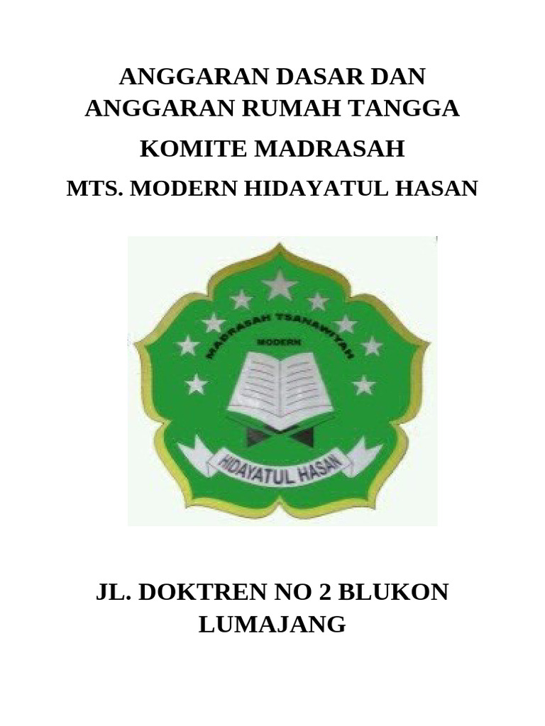 Anggaran Dasar MTs Modern Hidayatul Hasan | PDF