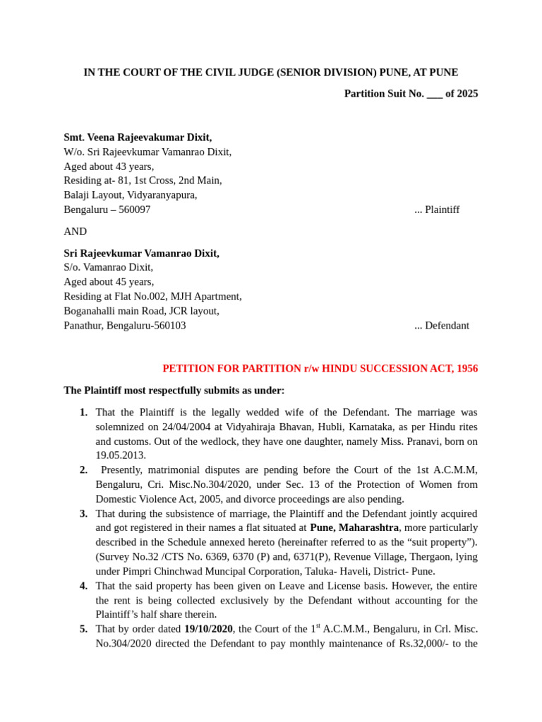 Partition Suit for Joint Property Rights | PDF | Common Law | Justice