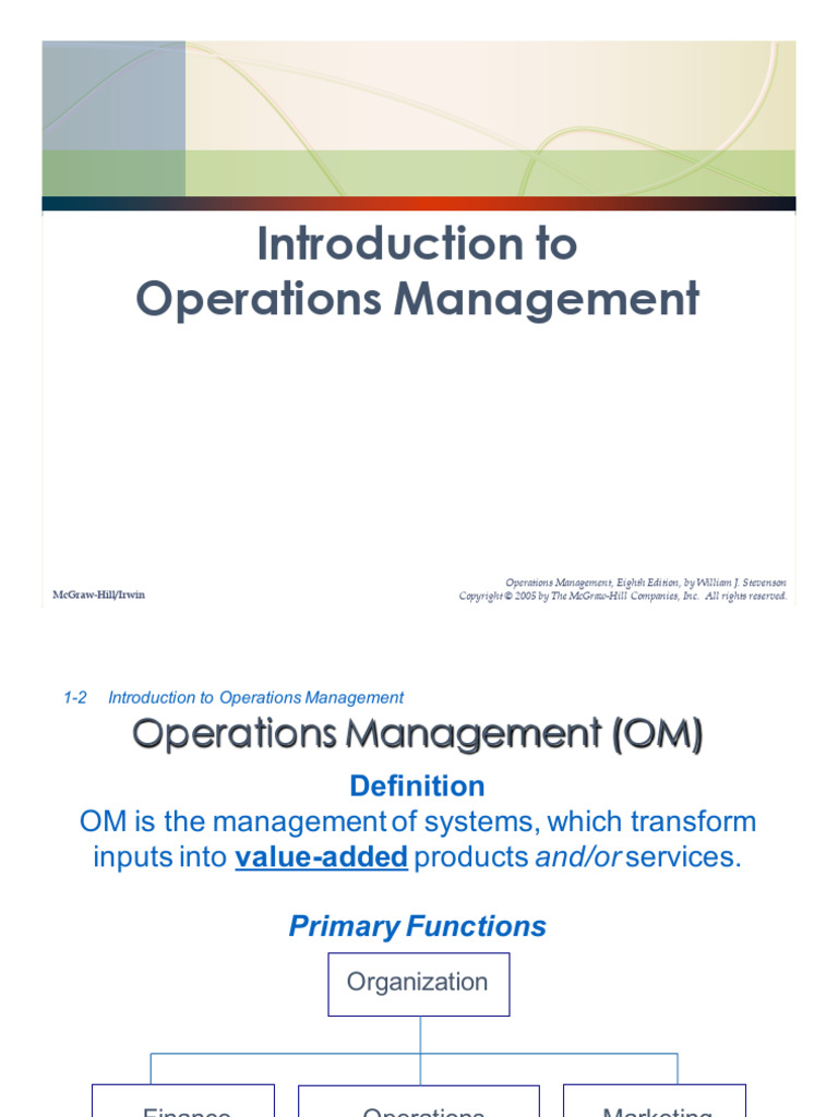 Overview of Operations Management Concepts | PDF | Operations ...