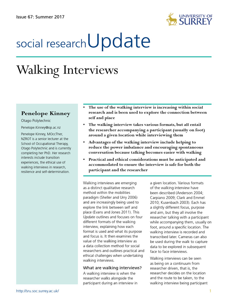 Exploring Walking Interviews in Research | PDF | Liberal Arts Education ...