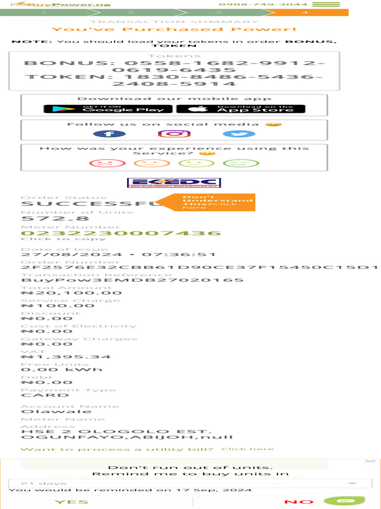 BuyPower Transaction Summary & Details | PDF