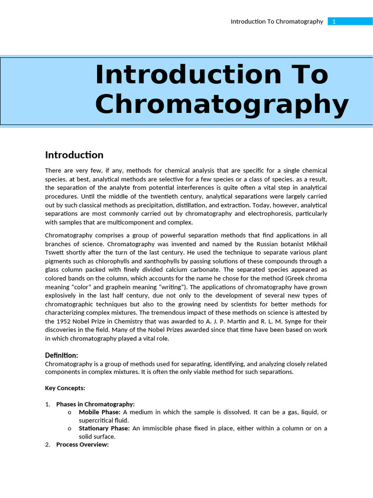 Introduction to Chromatography Methods | PDF | Chromatography | High ...