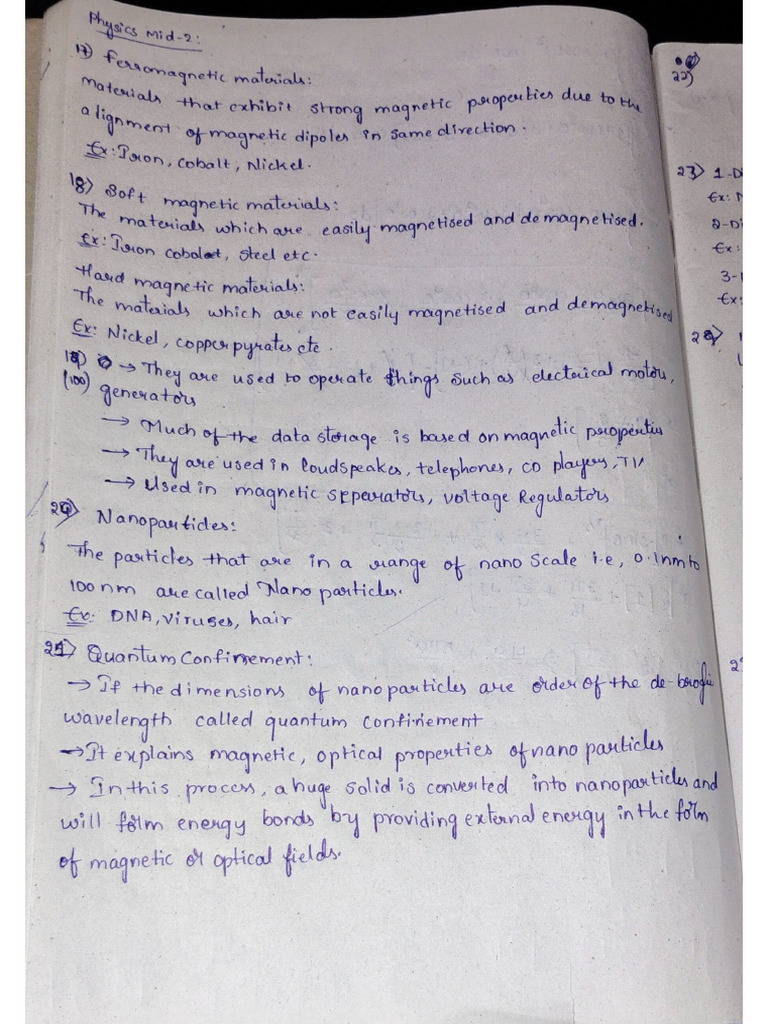 Physics Mid 2 - 2 Marks | PDF