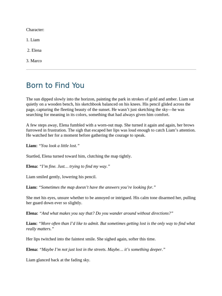 Script - Born To Find You | PDF