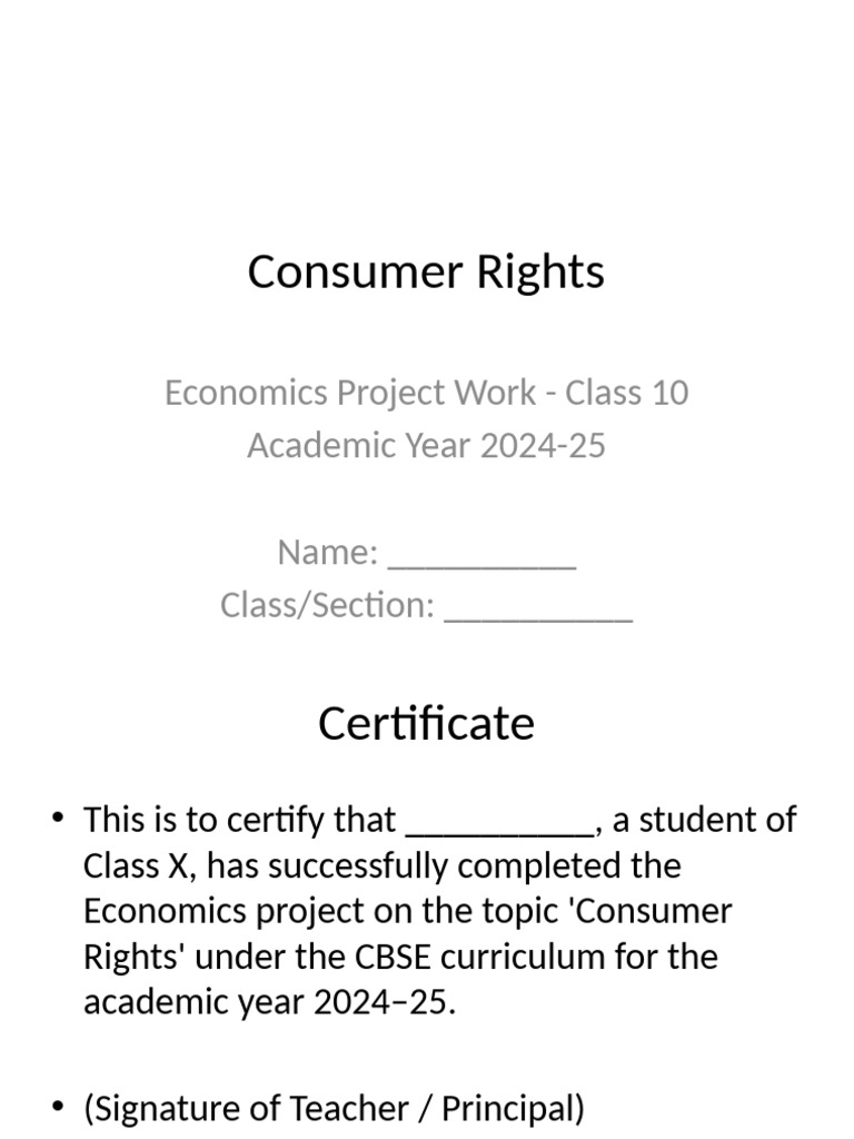 Consumer Rights Project | PDF | Consumer Protection