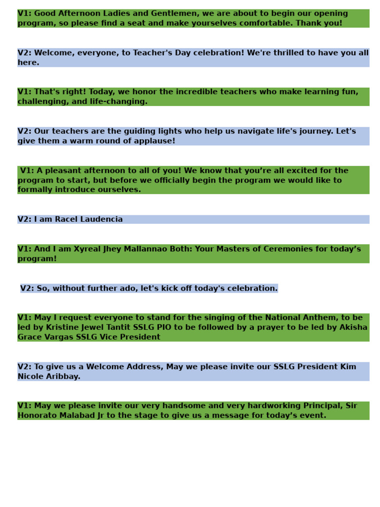 Script Teachers Day 2025 | PDF