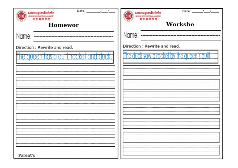 Homework Worksheet for Parents | PDF