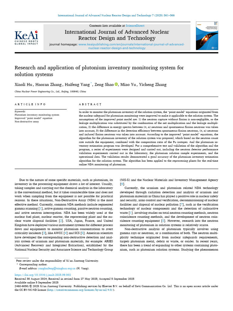 Plutonium Inventory Monitoring System | PDF | Plutonium | Nuclear Fission