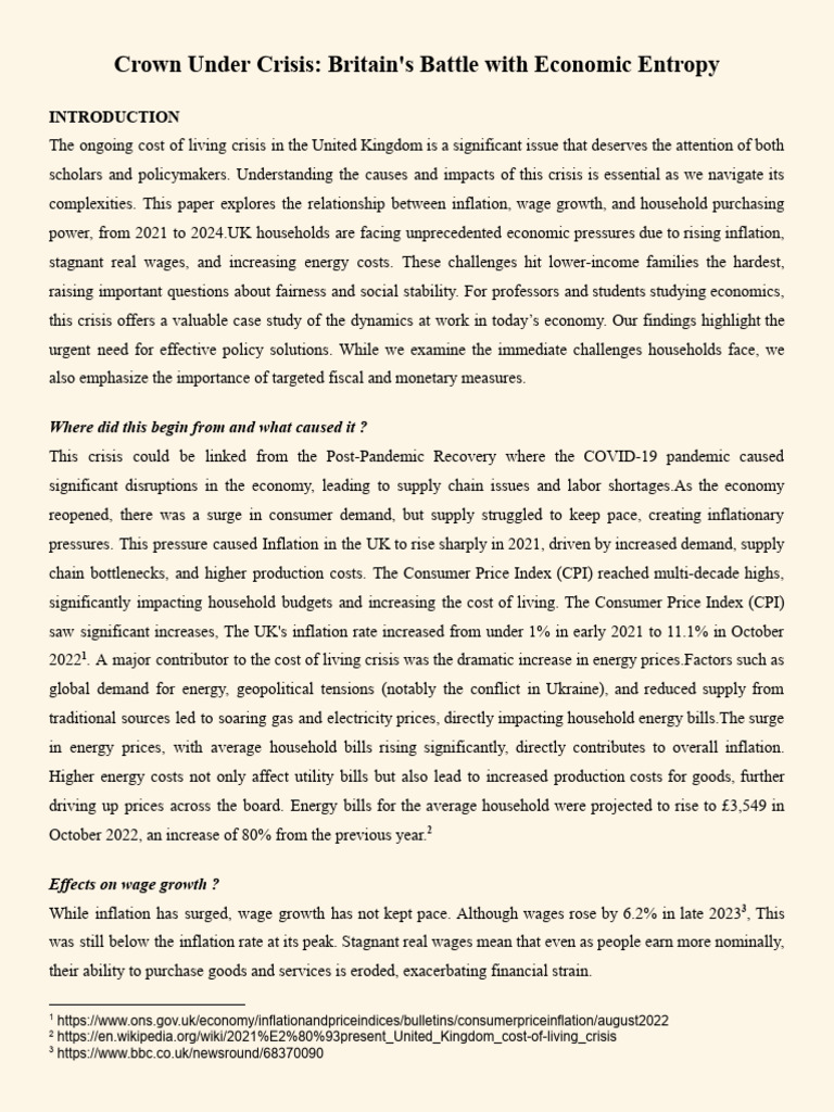 The UK Cost of Living Crisis Article | PDF | Cost Of Living | Inflation