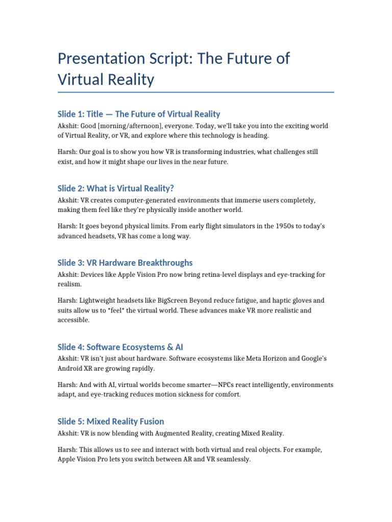 Future Trends in Virtual Reality | PDF | Virtual Reality | Augmented ...