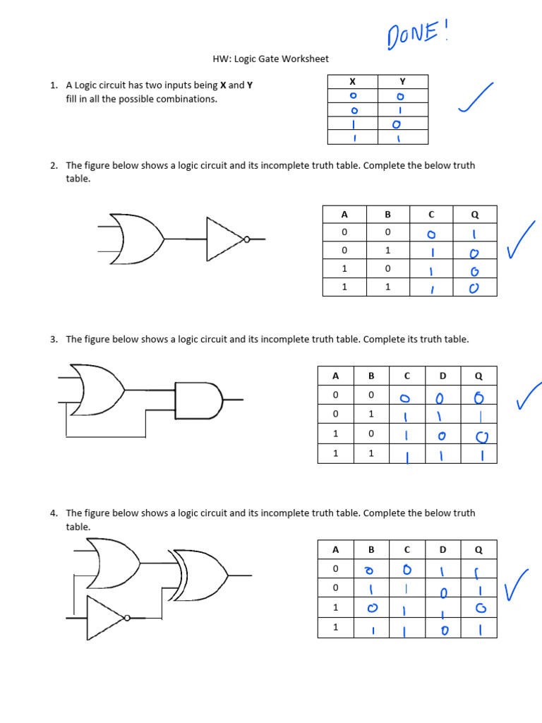 Worksheet On Logic Gates 2 | PDF | Logic Gate | Chess Theory