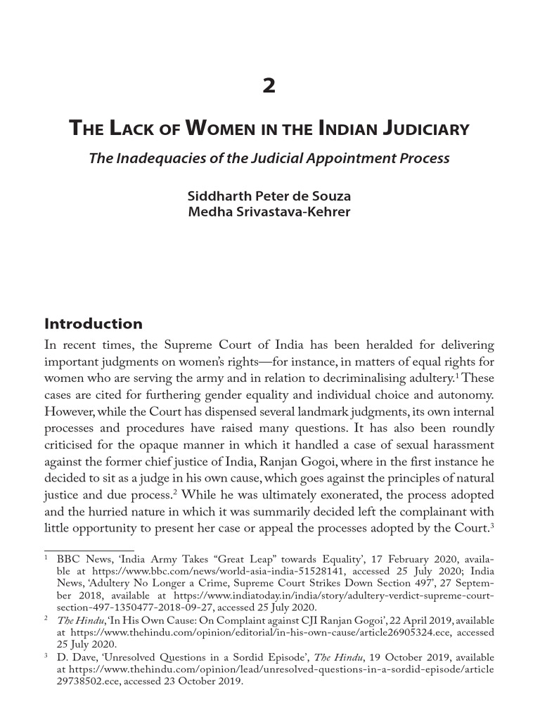 Women’s Representation in Indian Judiciary | PDF | Supreme Court Of ...