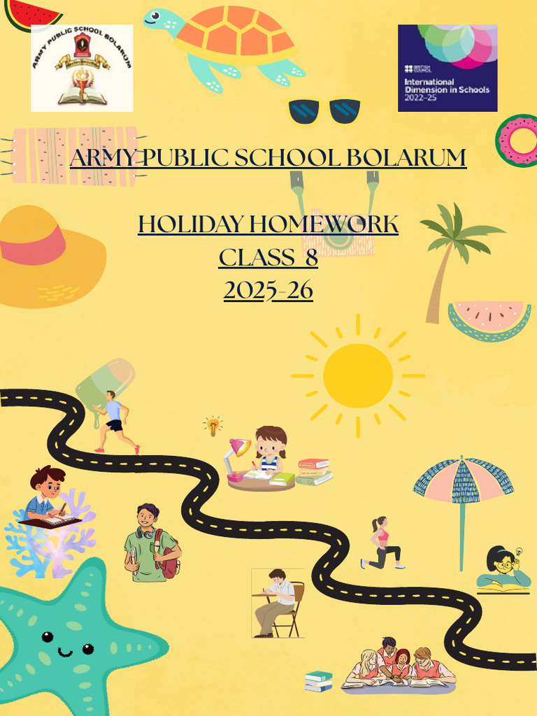 Class 8 Summer Holiday Homework 2025-26 | PDF