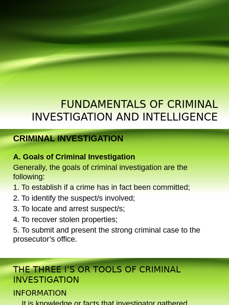 Fundamentals of Criminal Investigation and Intelligence 1 | PDF ...