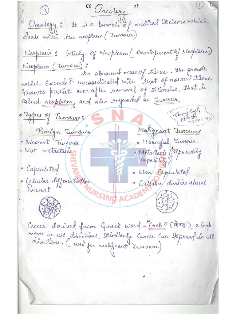 (Complete Notes) ONCOLOGY NOTES | PDF