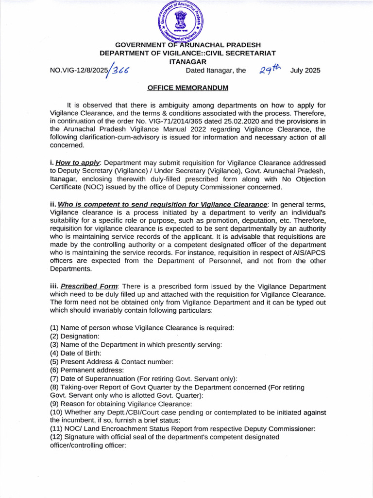 Vigilance Clearance Application Guidelines | PDF | Government | Justice